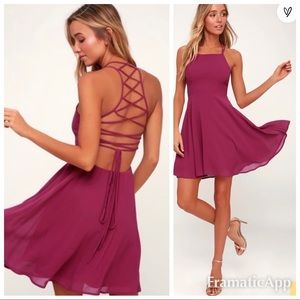 * nwot lulus magenta good deeds lace up swing georgette dress
